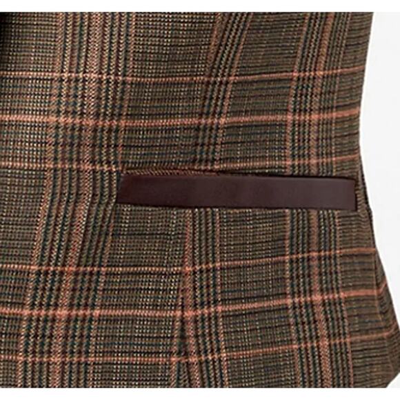 $278 Trina Turk Kofi Plaid V-Neck Fitted Vest | Sz 4, Brown Plaid NEW - Picture 4 of 10